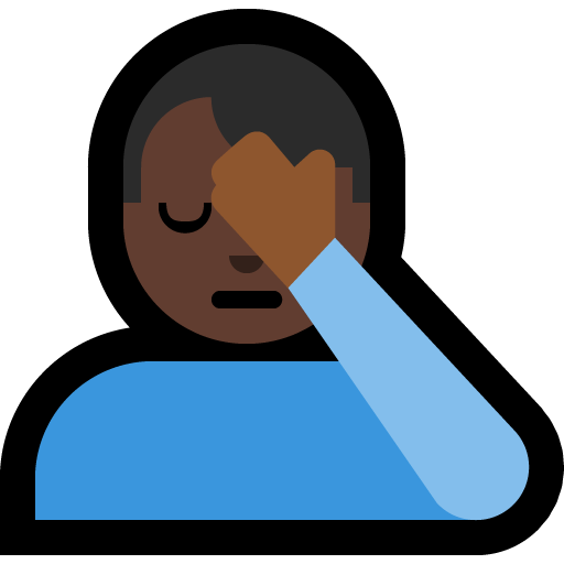 man facepalming: dark skin tone — Microsoft