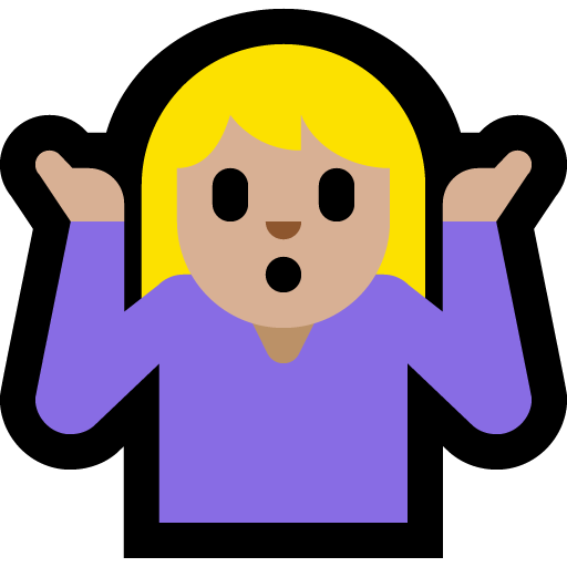woman shrugging: medium-light skin tone — Microsoft