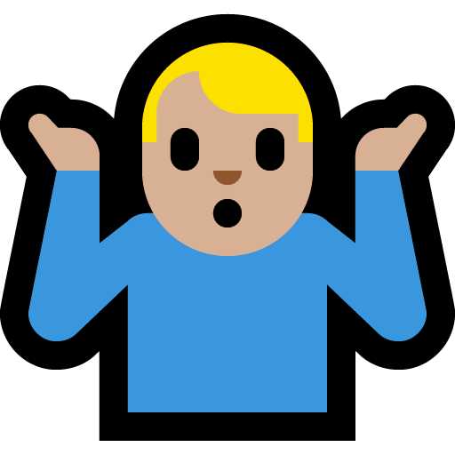 man shrugging: medium-light skin tone — Microsoft