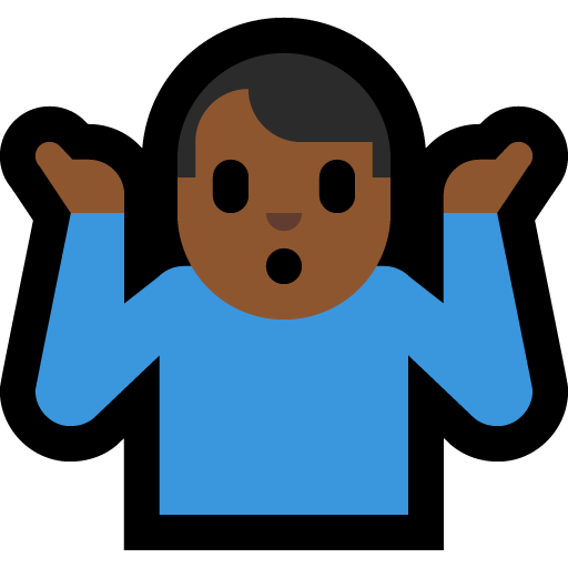 man shrugging: medium-dark skin tone — Microsoft