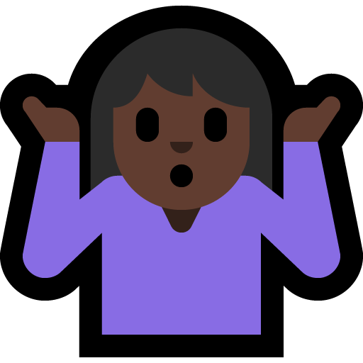 woman shrugging: dark skin tone — Microsoft