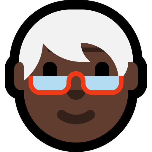 older person: dark skin tone — Microsoft
