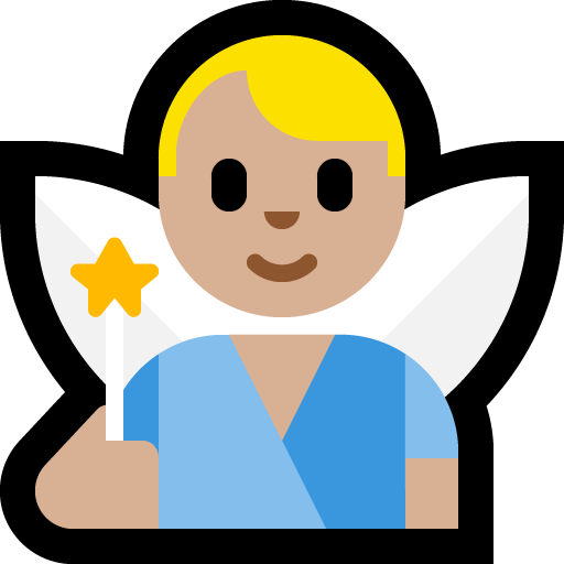 man fairy: medium-light skin tone — Microsoft