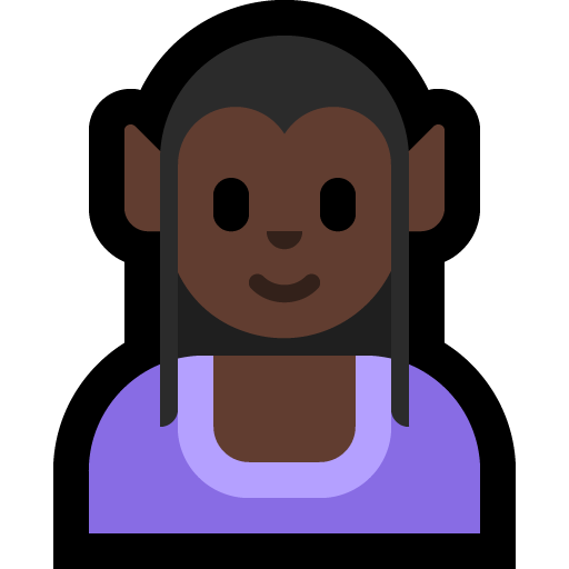 woman elf: dark skin tone — Microsoft