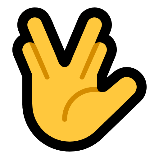 Vulcan Salute as drawn by Microsoft in Windows 10 Creators Update