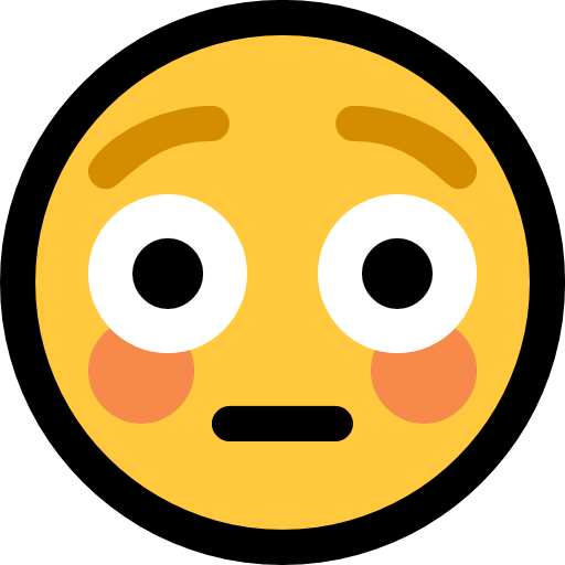Flushed Face as drawn by Microsoft in Windows 10 Creators Update