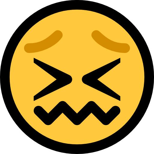 Confounded Face as drawn by Microsoft in Windows 10 Fall Creators Update