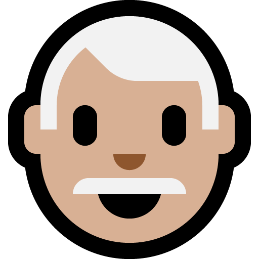 man: medium-light skin tone, white hair — Microsoft