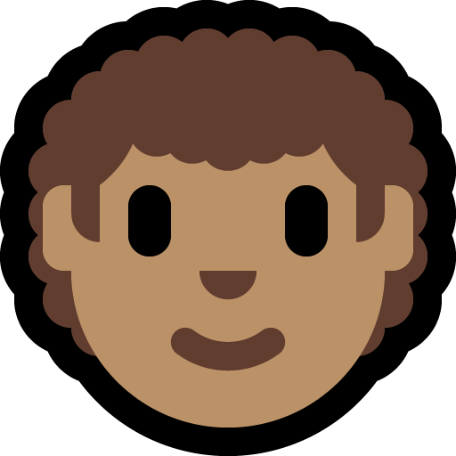 man: medium skin tone, curly hair — Microsoft