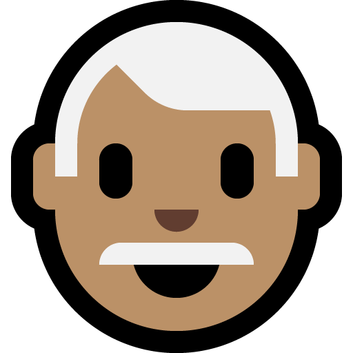 man: medium skin tone, white hair — Microsoft