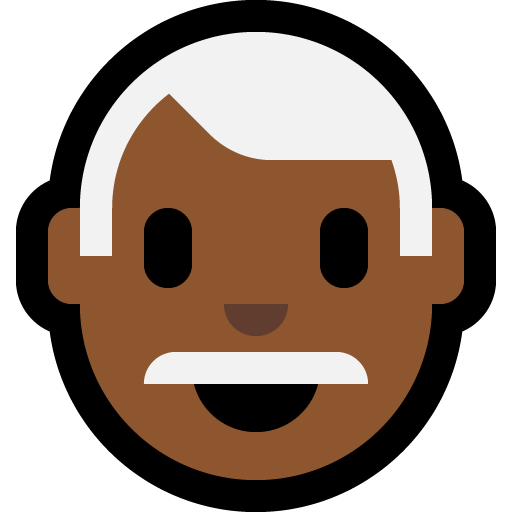 man: medium-dark skin tone, white hair — Microsoft