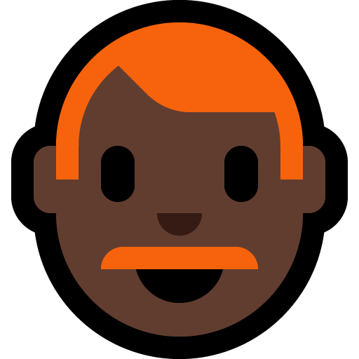 man: dark skin tone, red hair — Microsoft