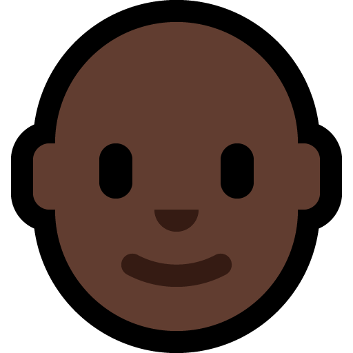 man: dark skin tone, bald — Microsoft