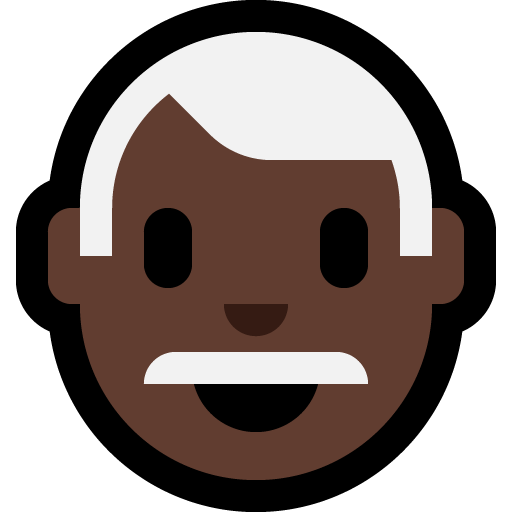 man: dark skin tone, white hair — Microsoft