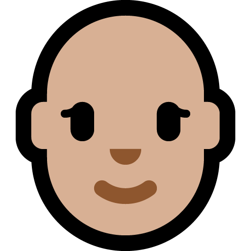 woman: medium-light skin tone, bald — Microsoft