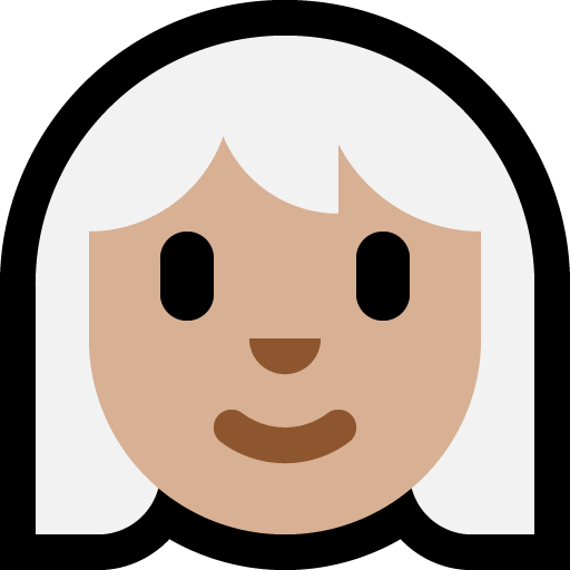 woman: medium-light skin tone, white hair — Microsoft