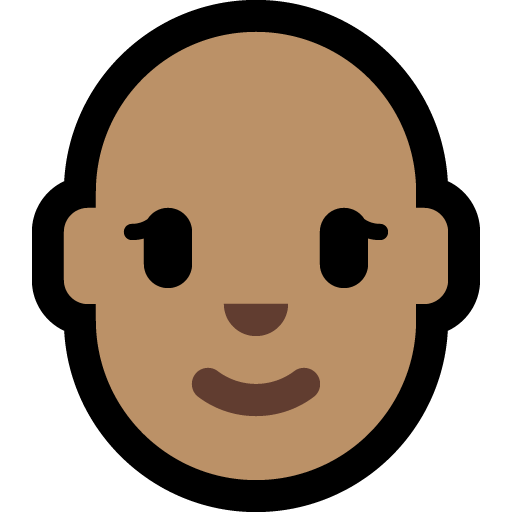 woman: medium skin tone, bald — Microsoft