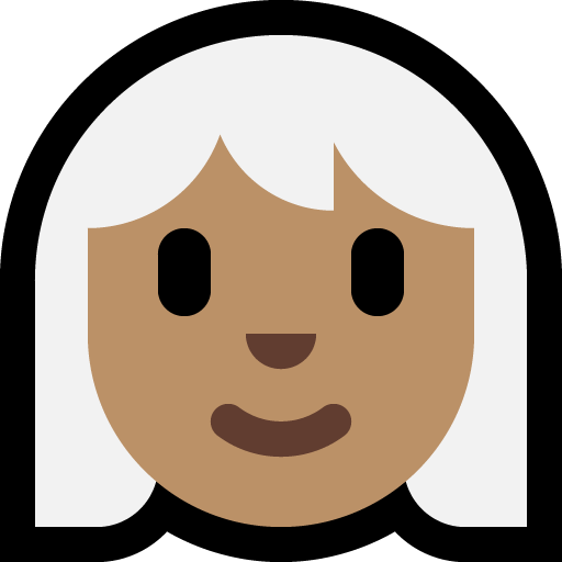woman: medium skin tone, white hair — Microsoft