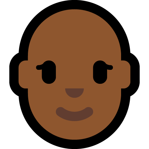 woman: medium-dark skin tone, bald — Microsoft
