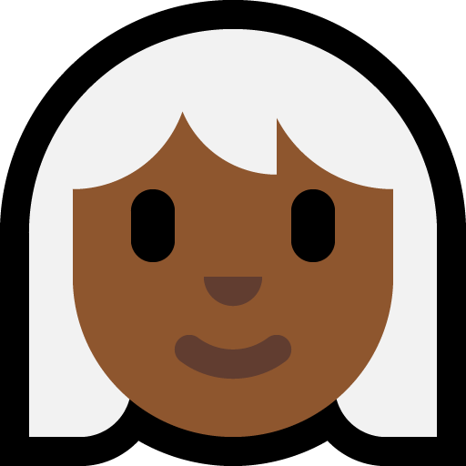 woman: medium-dark skin tone, white hair — Microsoft