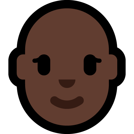 woman: dark skin tone, bald — Microsoft