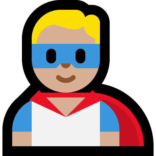 man superhero: medium-light skin tone — Microsoft