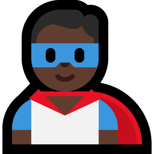 man superhero: dark skin tone — Microsoft