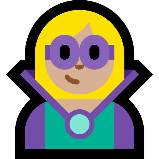 woman supervillain: medium-light skin tone — Microsoft