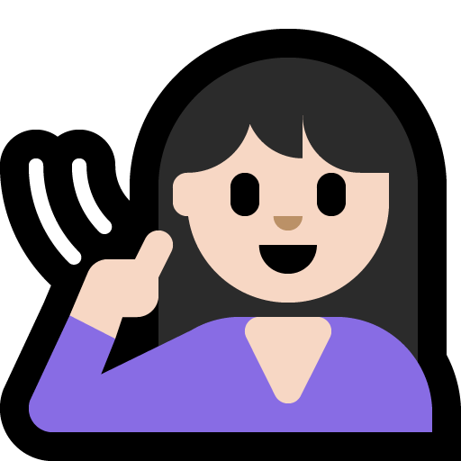 deaf woman: light skin tone — Microsoft