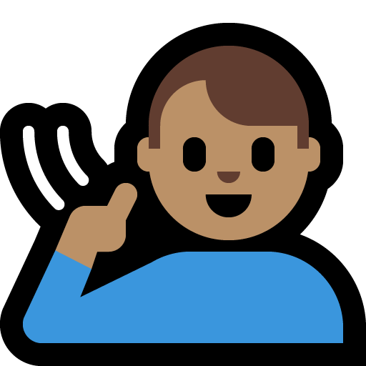deaf man: medium skin tone — Microsoft