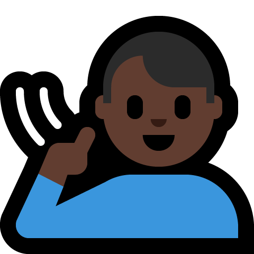 deaf man: dark skin tone — Microsoft