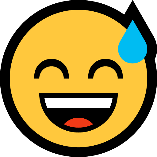 Grinning Face with Sweat as drawn by Microsoft in Windows 10 October 2018 Update