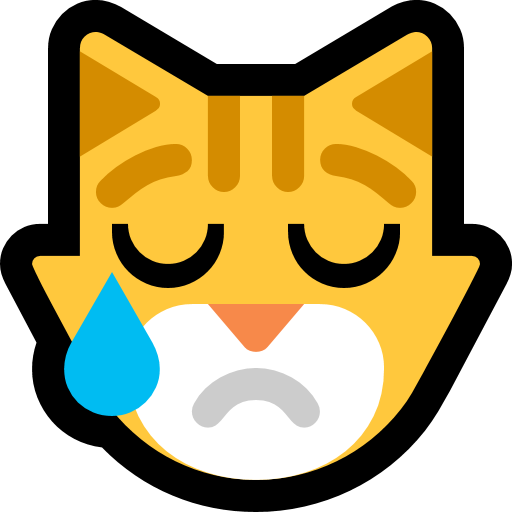 泣いている猫 as drawn by Microsoft in Windows 10 October 2018 Update