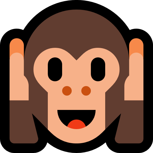 Hear-No-Evil Monkey as drawn by Microsoft in Windows 10 October 2018 Update