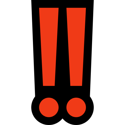 Double Exclamation Mark as drawn by Microsoft in Windows 10 October 2018 Update