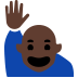 person raising hand: dark skin tone — Microsoft