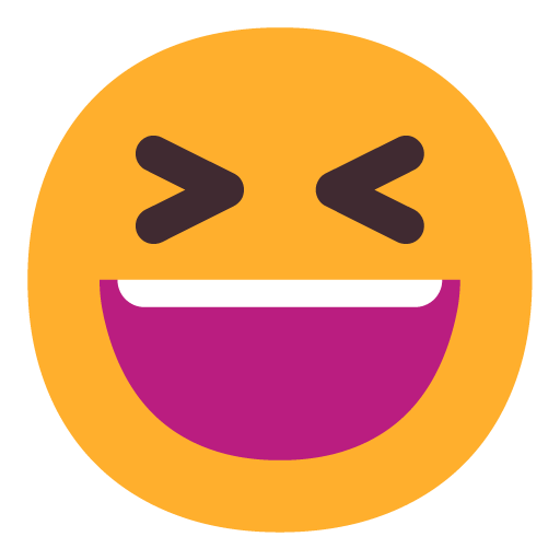 Grinning Squinting Face as drawn by Microsoft in Windows 11 22H2