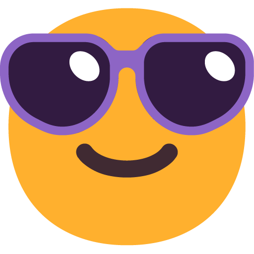 Smiling Face with Sunglasses as drawn by Microsoft in Windows 11 22H2