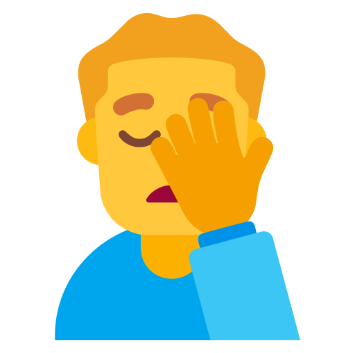 Man Facepalming as drawn by Microsoft in Windows 11 22H2