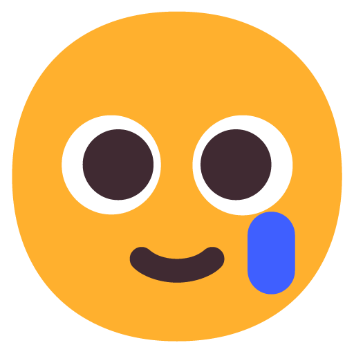 Smiling Face with Tear as drawn by Microsoft in Windows 11 22H2