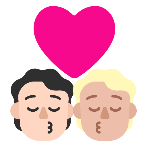 Kiss: Person, Person, Light Skin Tone, Medium-Light Skin Tone, the design in this release