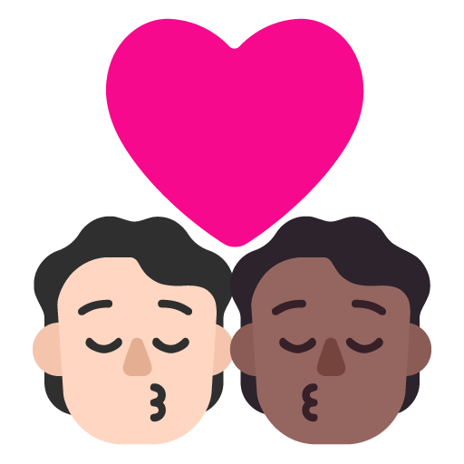 Kiss: Person, Person, Light Skin Tone, Medium-Dark Skin Tone, the design in this release