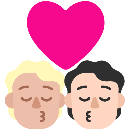 Kiss: Person, Person, Medium-Light Skin Tone, Light Skin Tone, the design in this release