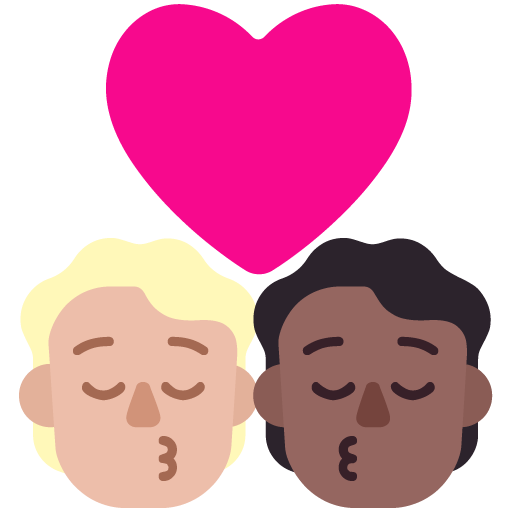 Kiss: Person, Person, Medium-Light Skin Tone, Medium-Dark Skin Tone, the design in this release