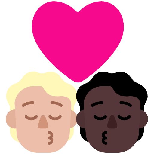 Kiss: Person, Person, Medium-Light Skin Tone, Dark Skin Tone, the design in this release