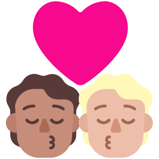 Kiss: Person, Person, Medium Skin Tone, Medium-Light Skin Tone, the design in this release