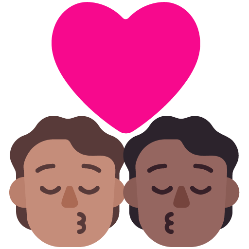 Kiss: Person, Person, Medium Skin Tone, Medium-Dark Skin Tone, the design in this release
