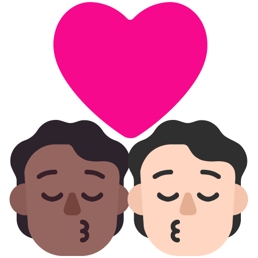 Kiss: Person, Person, Medium-Dark Skin Tone, Light Skin Tone, the design in this release