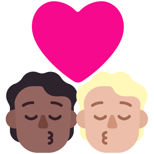 Kiss: Person, Person, Medium-Dark Skin Tone, Medium-Light Skin Tone, the design in this release