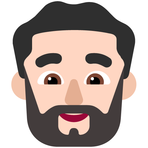 Man: Light Skin Tone, Beard, the design in this release